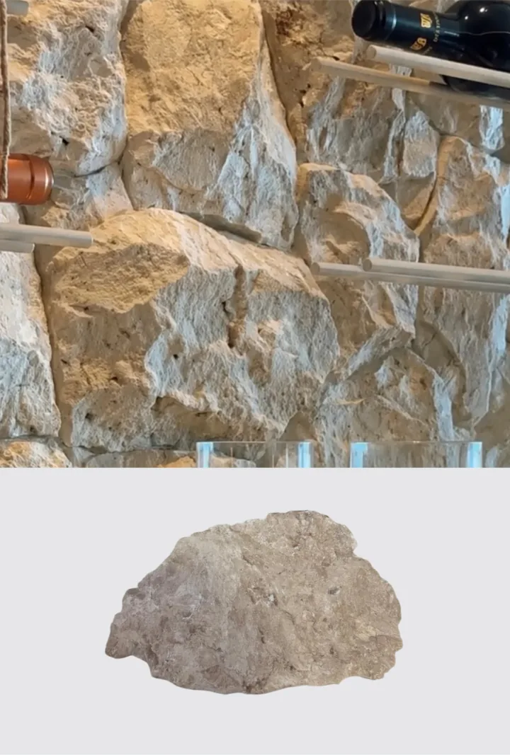 Muro externo revestido em Moledo Travertino
